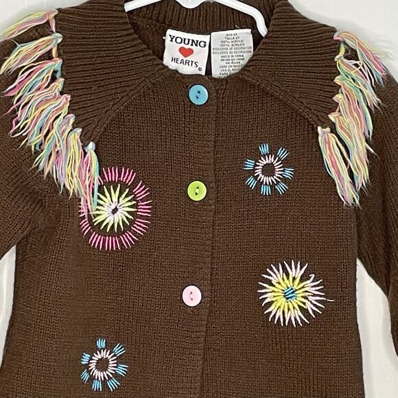 Vintage Y2K Unique Young Hearts Western Fringe Cowgirl Long Cardigan Size 2T - Picture 5 of 10